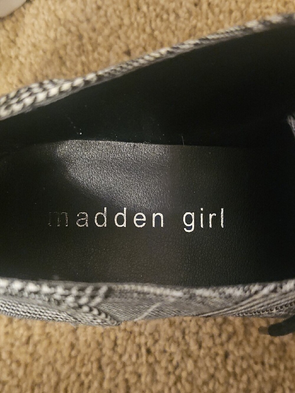 Madden Girl Black and White Plaid Platform Lace-Up - Picture 4 of 4